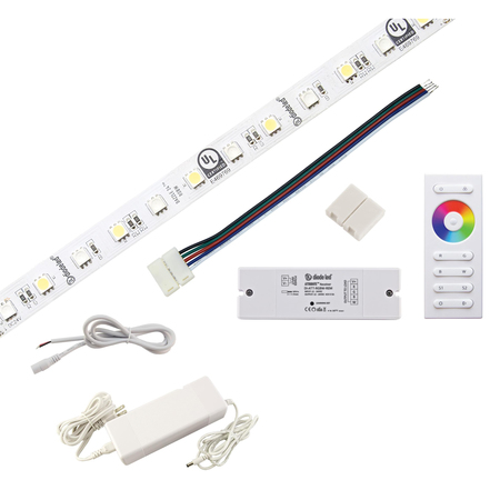 DIODE LED Color Chaning Tape Light, 24V, 20 ft. Spl w Plug In Adapter, Control DI-KIT-24V-RGBW-PG96